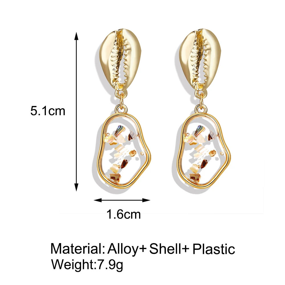 

Cross border special shell round gravel Earrings shell geometric irregular Square Earrings shell acrylic Earrings