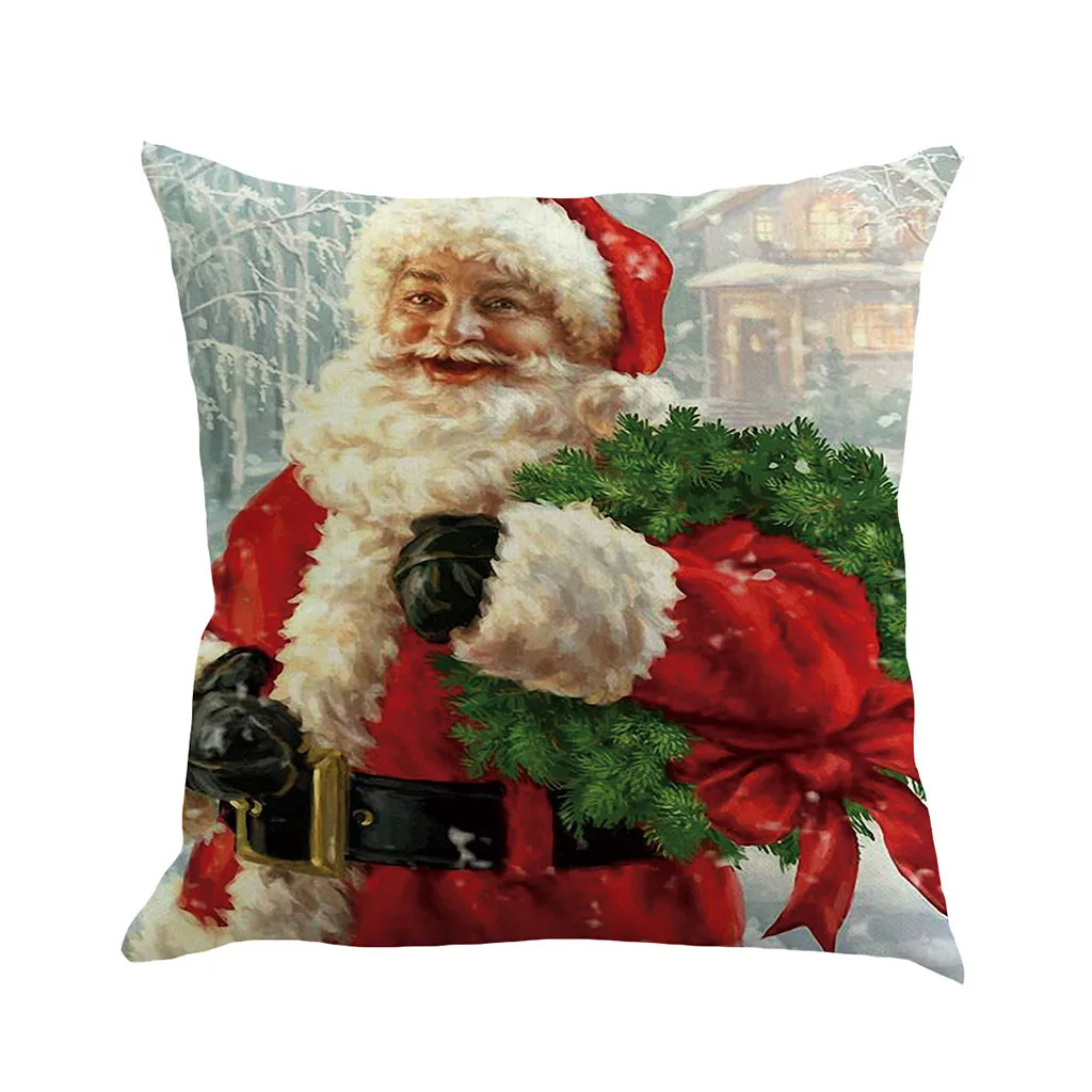 Рождественская наволочка для подушки милый кот наволочка с принтом Санта Клаус бросок декоративные подушки наволочка - Цвет: I