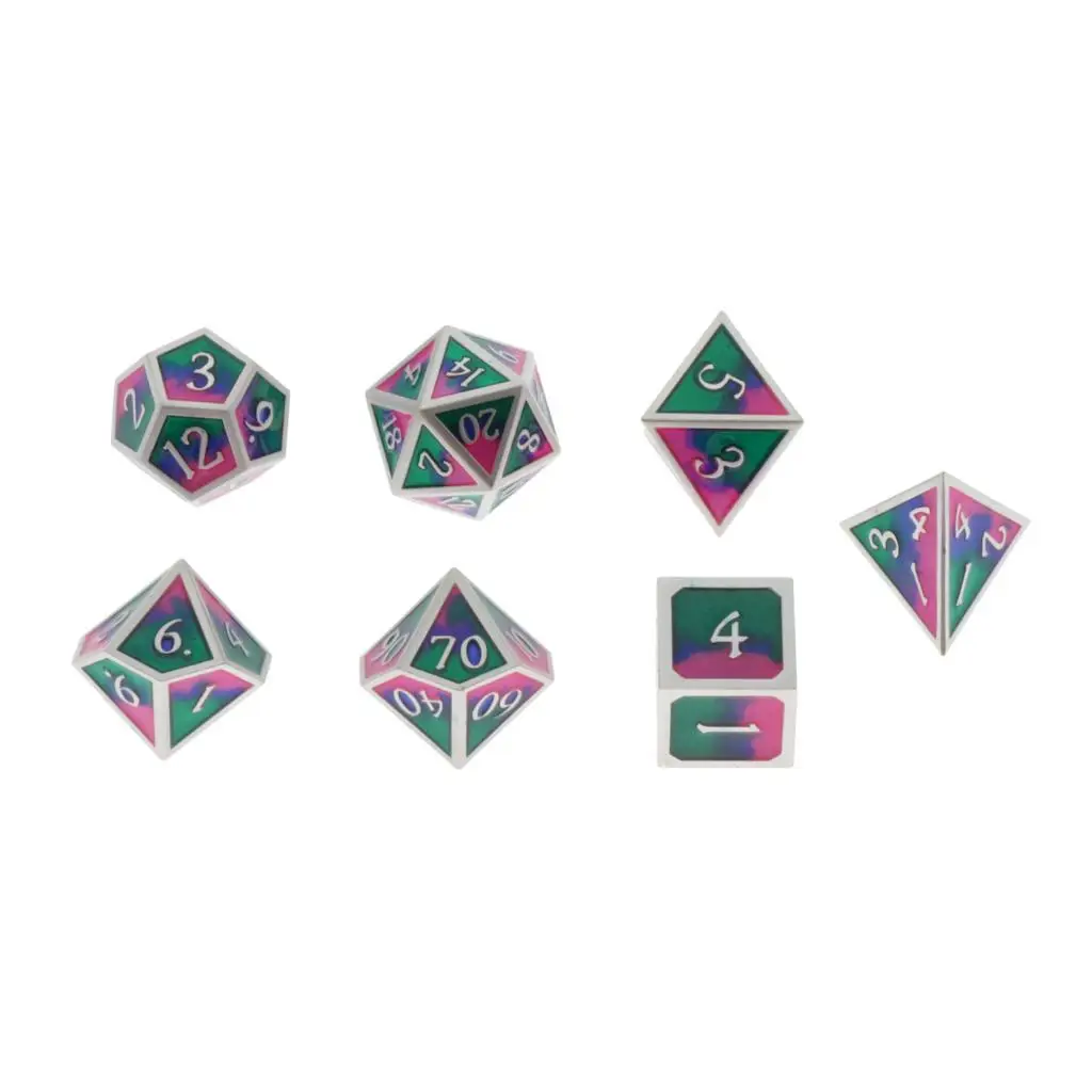 pink green blue 7 упаковок красочные многогранные кости набор металлические кости D12 для Дракона весы D& D Pathfinder RPG кубики DND кубики кости в кости - Цвет: pink green blue