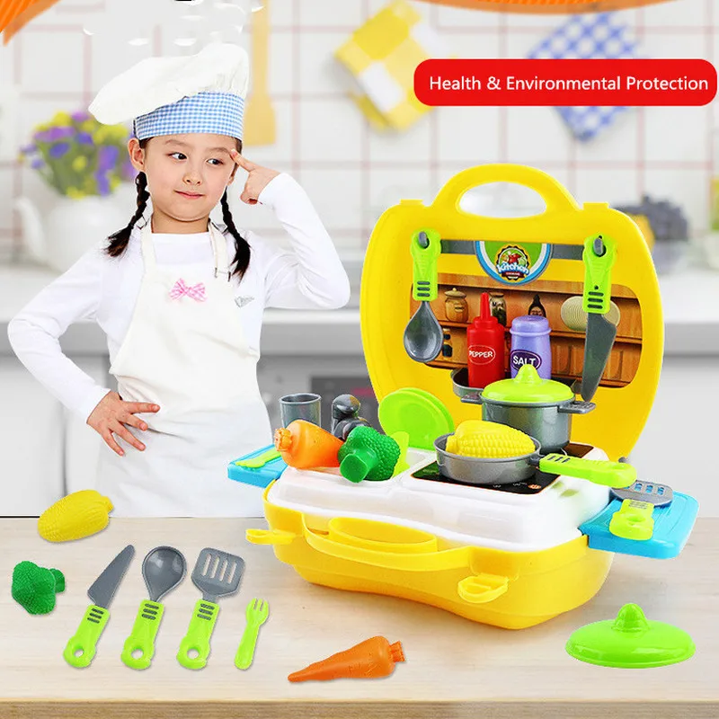 DIY Simulation Kitchen toys For children girls cooking Tool Toy set Educational Model Building Kit Pretend Play Toys For Kids