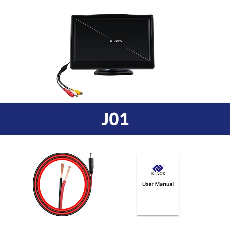 E-ACE J01 монитор для автомобиля/грузовика 4,3 дюймов TFT ЖК-экран с автоматическим реверсом парковочная линия камера заднего вида - Цвет: J01
