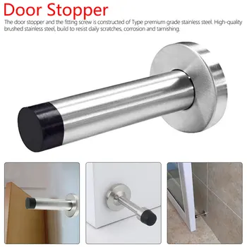 

1pcs Stainless Steel Door Holder Door Stop Stopper Bumper Wall Mounted Protector Sound Dampening