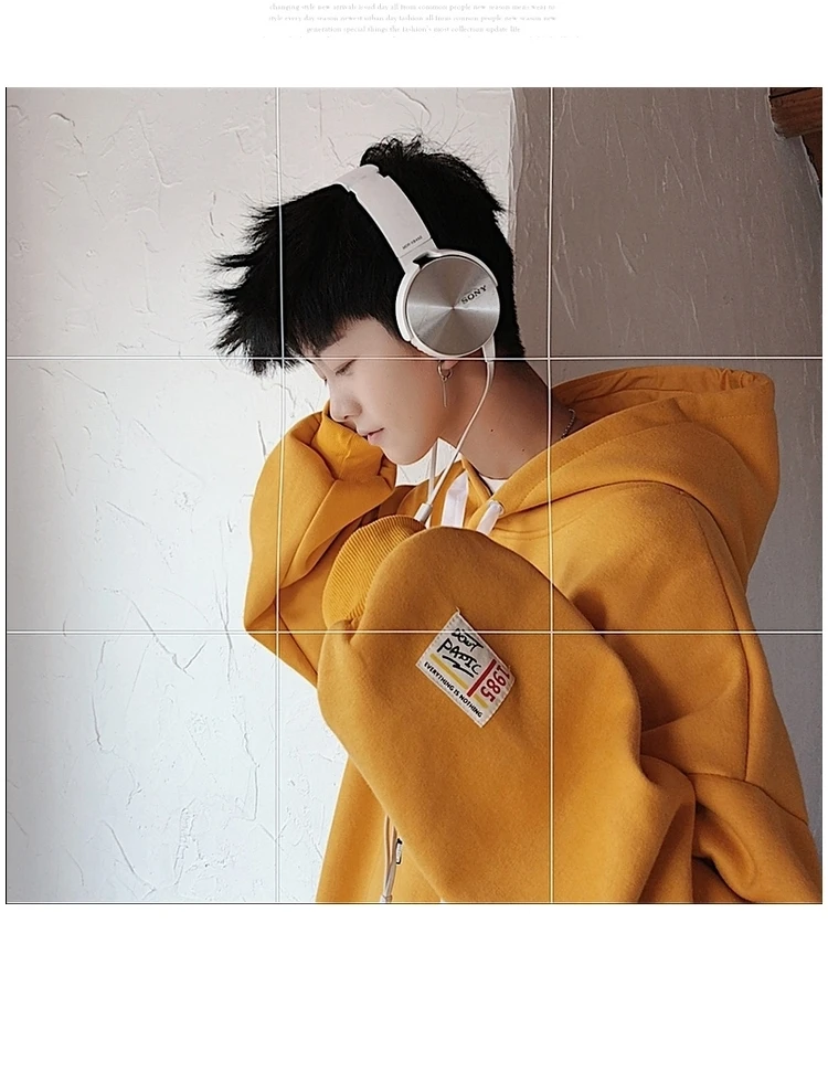 Autumn Korean Men's Long-sleeved European And American Solid Color Fashion Hooded Fleece Pullover Large Size