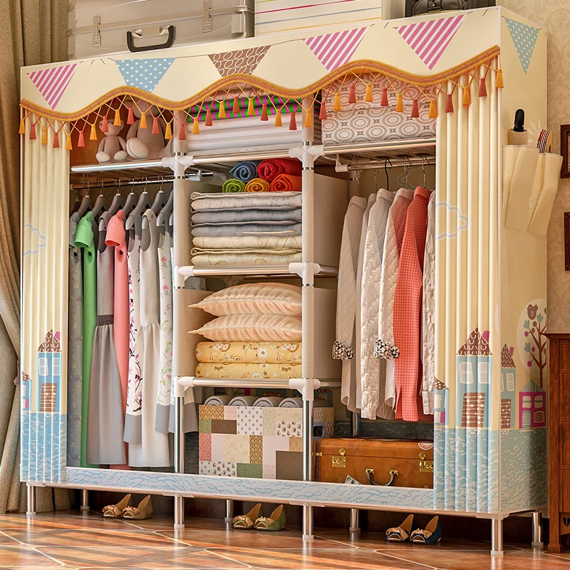 Simple wardrobe simple modern economic cloth steel tube