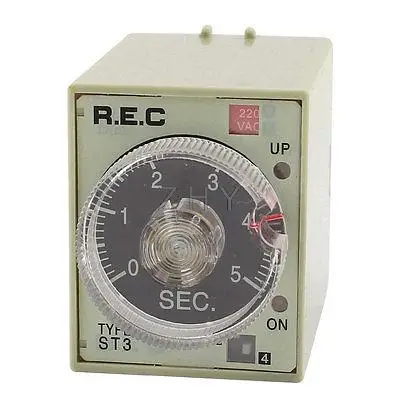 

AC 220V 8Pins 0-5 Seconds Double Pole Dual Throw IC Timer Relay ST3PA-A