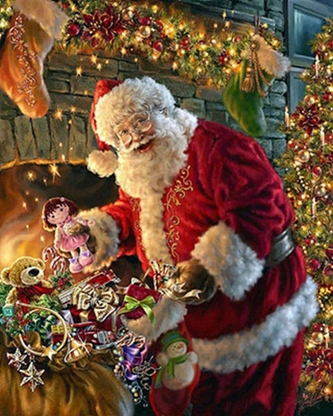 Merry Christmas Diamond Painting Santa Claus 5D Diy Art Paint Mosaic Jewel  Cross Stitch Home Wall