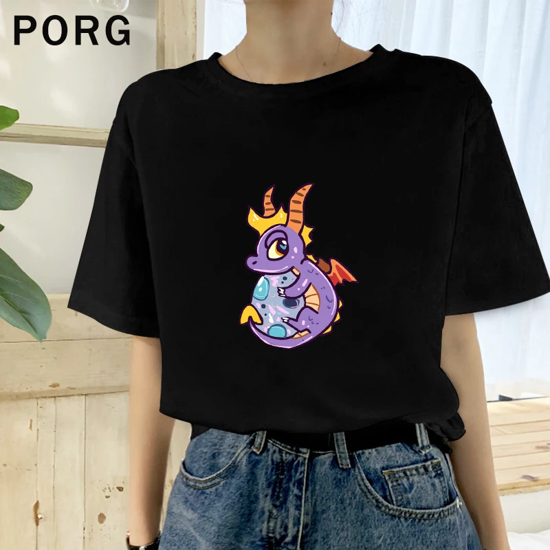 Spyro с яйцом K Pop Футболка принтом для девушек Мужская футболка женские модные