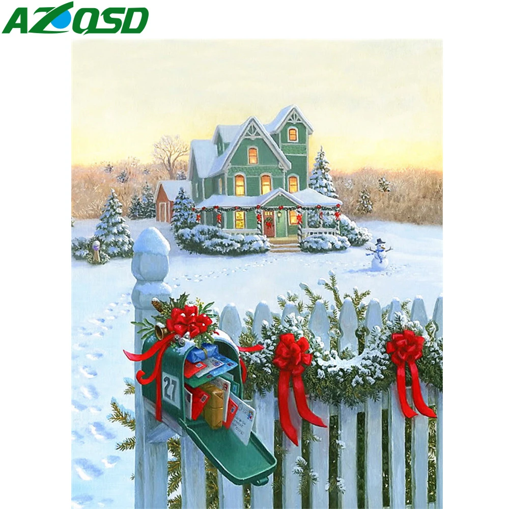 

AZQSD Diamond Painting Winter Cross Stitch Kits Embroidery Scenery Full Drill Picture Of Rhinestones Handmade Home Decor