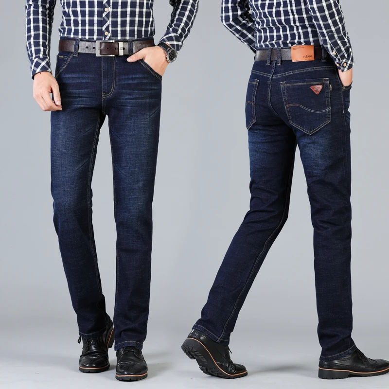 Hot Product Men's Jenas Business Classic Leisure Basic styles men Jeans Straight pants trousers Waistline Slim Jeans Cotton blue big Size 46