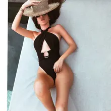 Черно-белый слитный купальник с бретельками, сексуальный купальник с v-образным вырезом и высокой эластичностью, Женский Монокини, пляжный купальный костюм для девочек