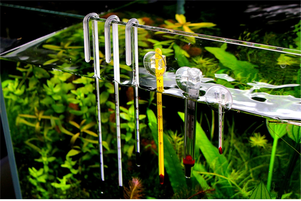 Glass Aquarium Thermometer Fish Tank Submersible Temperature Measuring Tool With Suction Cup 14CM 0-50℃ Aquarium Accessory