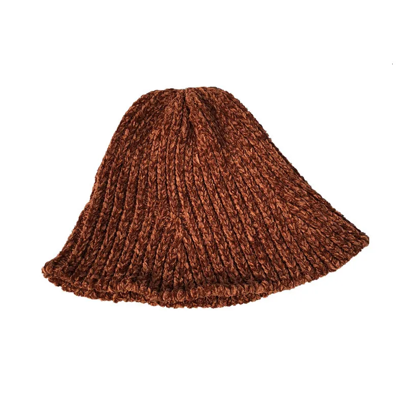 LANMREM Autumn And Winter New Products Fashion Solid Color Foldable Knit Elastic Warm Wool Chenille Fisherman Hat PB288