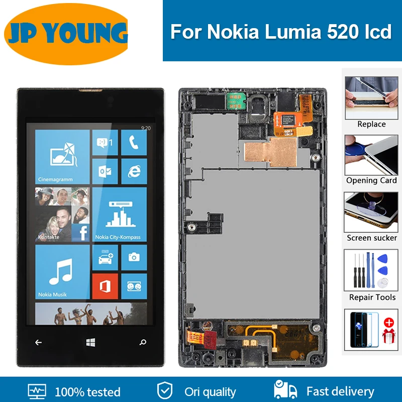 Display Lcd Originale Da 4.0 ''Per Nokia Lumia 520 Display Lcd Touch Screen Digitizer Con Parti Di Ricambio Del Telaio Per Schermo Lcd Nokia 520