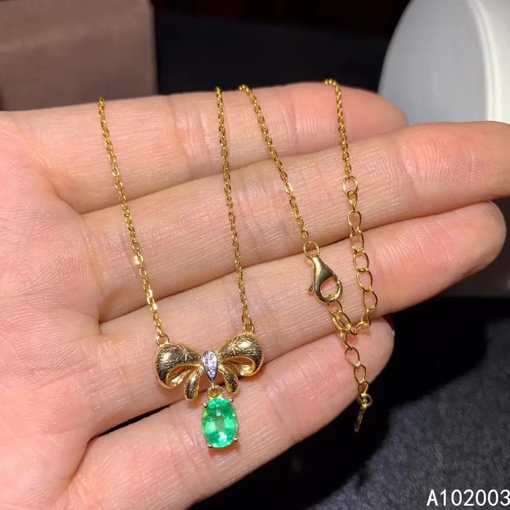 KJJEAXCMY Fine Jewelry 925 Sterling Silver Inlaid Natural Gemstone Emerald Female Pendant Necklace Trendy Support Test | Украшения и