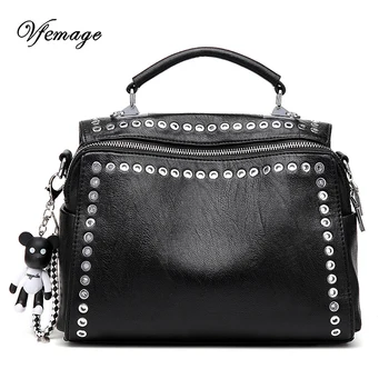 

Vfemage Vintage Leather Rivet Shoulder Bag Women Multifunction Crossbody Tote Bags Messenger Female Handbag Bolsa Feminina