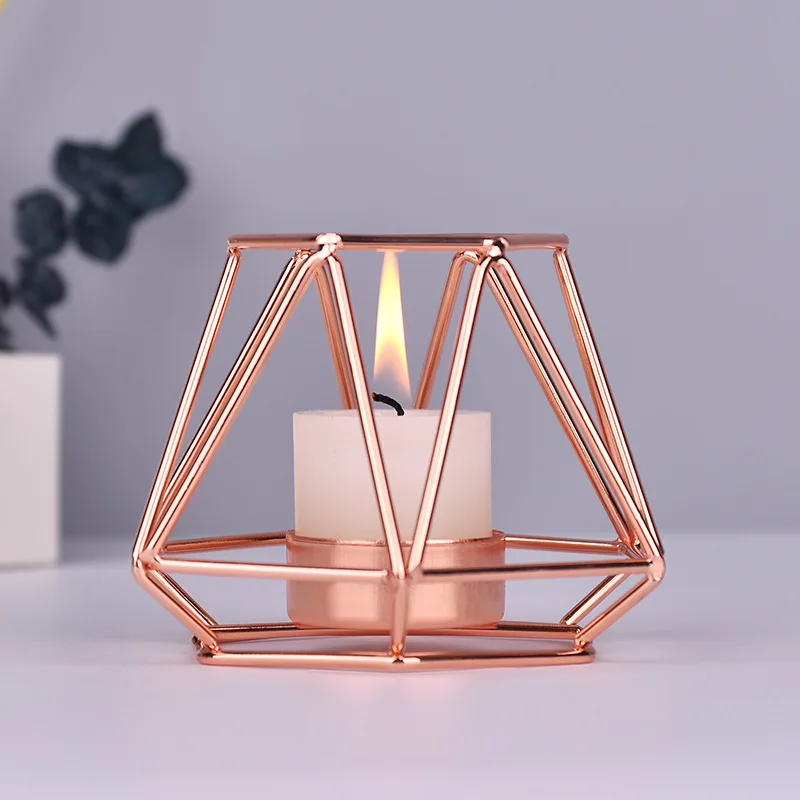 Geometric Candlestick Nordic Style Wrought Iron Candle Holders Home Decoration Metal Crafts Small Tealight Ornaments | Дом и сад