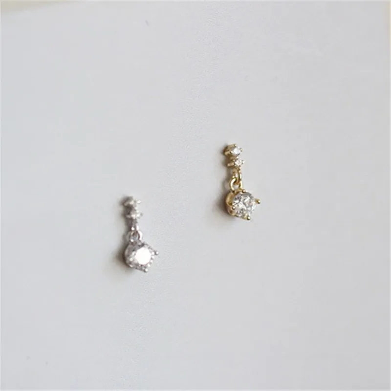 925 Sterling Silver Simple Diamond Earrings Women 14k Gold Plating Korean Temperament Wedding Jewelry Accessories