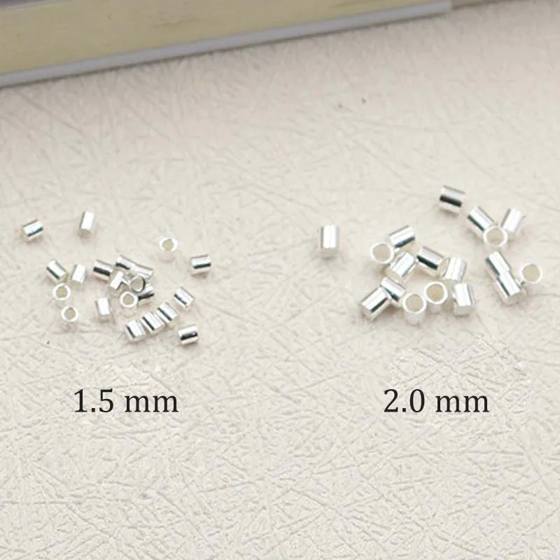 20 Stück echte, reine, massive 925er-Sterlingsilber-Endperlen, runde Röhrenperlen für die Schmuckherstellung – Detail 2