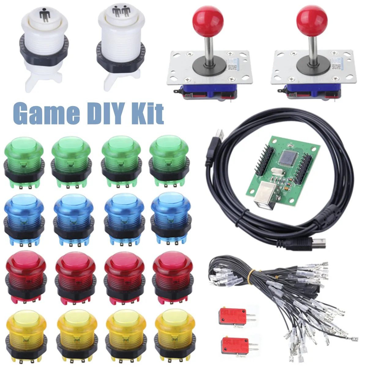  Arcade Gaming Video Game Controller USB Encoder Joystick Buttons Kit Parts Wire Cables DIY Set Acce