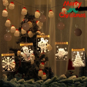 

LED Fairy String Lights Battery USB 3D Santa Claus Tree Acrylic Night Light Wedding Christmas Decoration For Home Room Garland