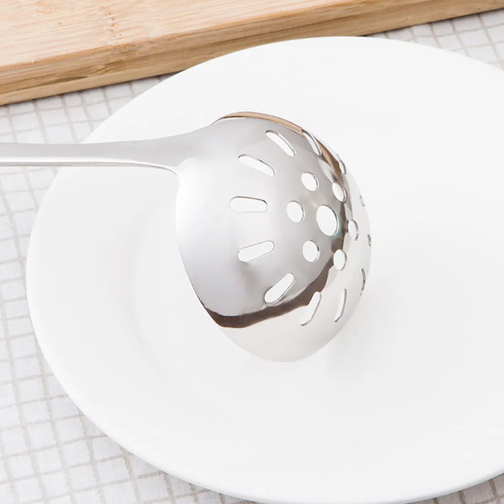 Colander Hanging Long Handle Kitchen Supplies Soup Portable Slotted Spoon Heat Resistant Non Slip Stainless Steel Strainer