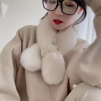 

2019 New Fashion women Winter Warm Plush Scarf Angora Scarves Rabbit Fur Thicken ladies Fake Collar Neckerchief boys Girls child