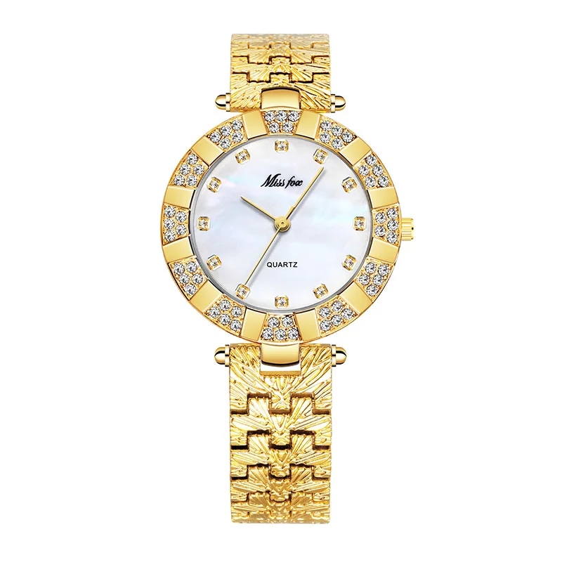 gold 2 Miss Fox женские часы роскошные часы с браслетом из страз для женщин часы со стразами женские montre femme bayan kol saati - Цвет: gold 2