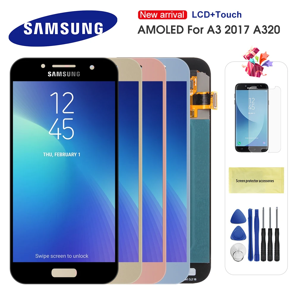 ЖК-дисплей Super AMOLED для Samsung Galaxy A3 2017 A320 сенсорный экран с дигитайзером ЖК-экран