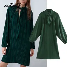 Английский стиль, простое, элегантное, одноцветное, плиссированное, с бантом, свободное, для вечеринки, Мини платье для женщин, vestidos de fiesta de noche vestidos блейзер