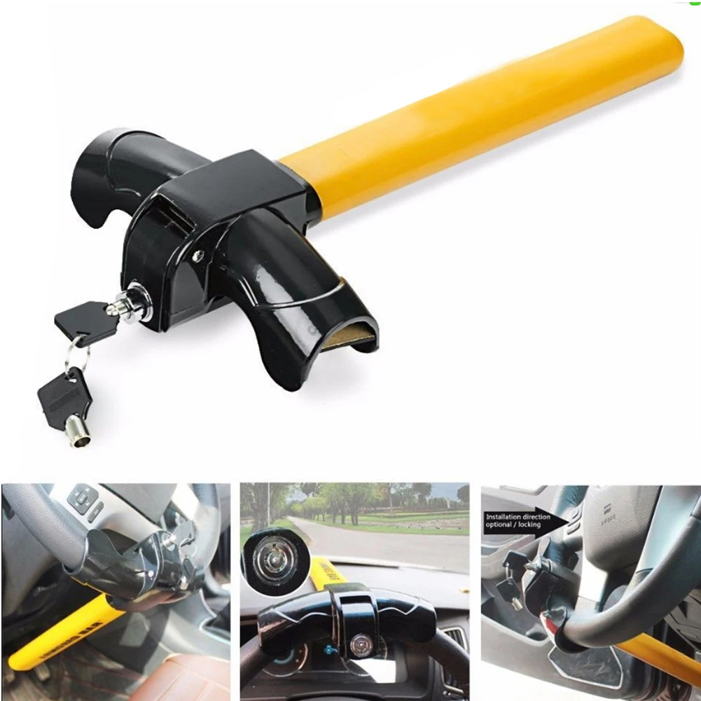 

Stainless Steel T Type Auto Use Accessories Durable Rotary Car Security Steering Wheel Lock Professional Anti Theft Universal