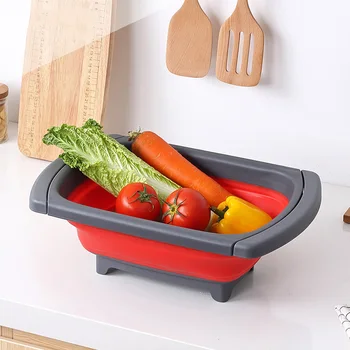 

Sink Colander Fruits Drainer Basket Wash Basin Collapsible Dish Tub Pan with Water Leaking Function Kitchen Storage Basket