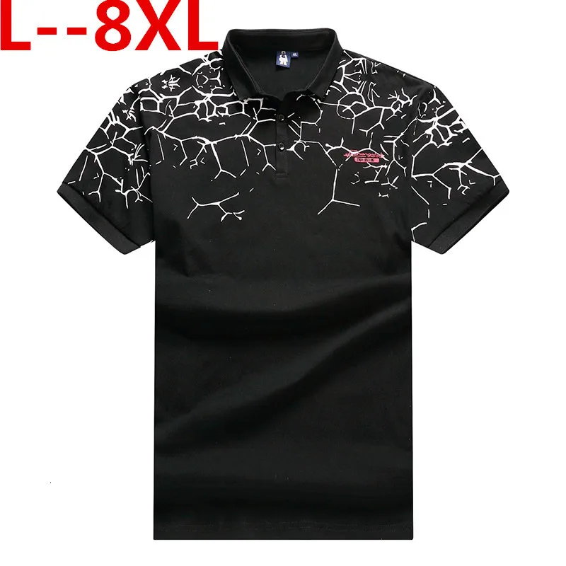 Плюс 8XL 6XL маленький отложной воротник Топ Homme Повседневная футболка с принтом короткий рукав Футболка мужская брендовая одежда облегающая хлопковая футболка