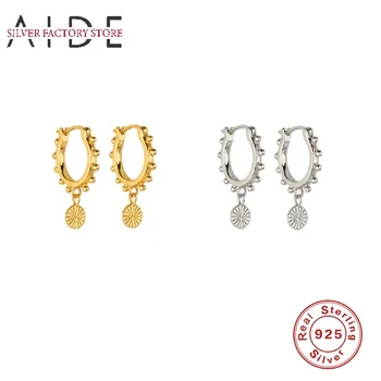 

AIDE Classic Small Round Beads Gold Hoop Earrings For Women Simple Circle Earings Jewelry 925 Sterling Silver Earrings brincos