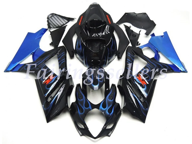 

Injection Molding ABS Motorcycle Fairings kit Fit Suitable For Suzuki GSX-R1000K7 2007 2008gsxr1000 07Fairings Blue Black Flame