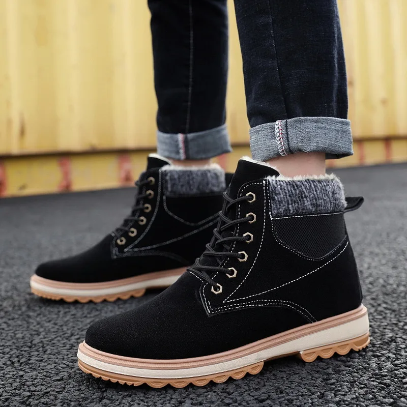 Vogue Nice Motorcycle Boots Outdoor Working Snow Boots Men Shoes Brand Leather Ankle Boots Autumn Winter Men Boots