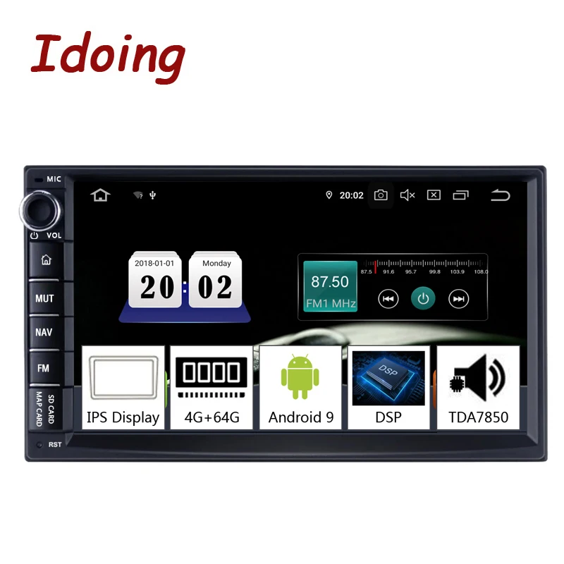 Idoing " Универсальный Восьмиядерный 2Din автомобильный Android 9,0 Радио мультимедийный плеер PX5 4 Гб ОЗУ 64 Гб ПЗУ gps навигация ips экран TDA 7850