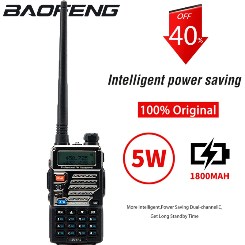 Baofeng Uv-5r плюс UV-5RE1800mAh иди и болтай Walkie Talkie “иди hd-камеры Мощность 5 ватт Фул 10 км Two