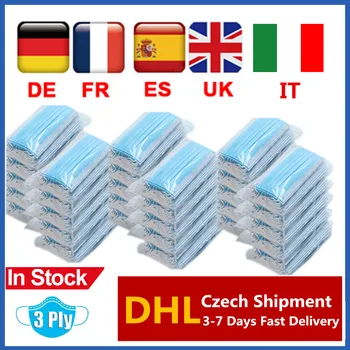 

DHL 3-7 Day Fast Delivery Disposable Mask Face Mask Meltblown Cloth Non-woven 3 Layer Mouth Masks Czech shipment Without Box