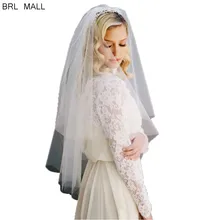 Белая короткая фата для невесты, двухслойная Фата цвета слоновой кости для свадебной вечеринки, фатиновая вуаль, горячая распродажа, косплей, Хэллоуин