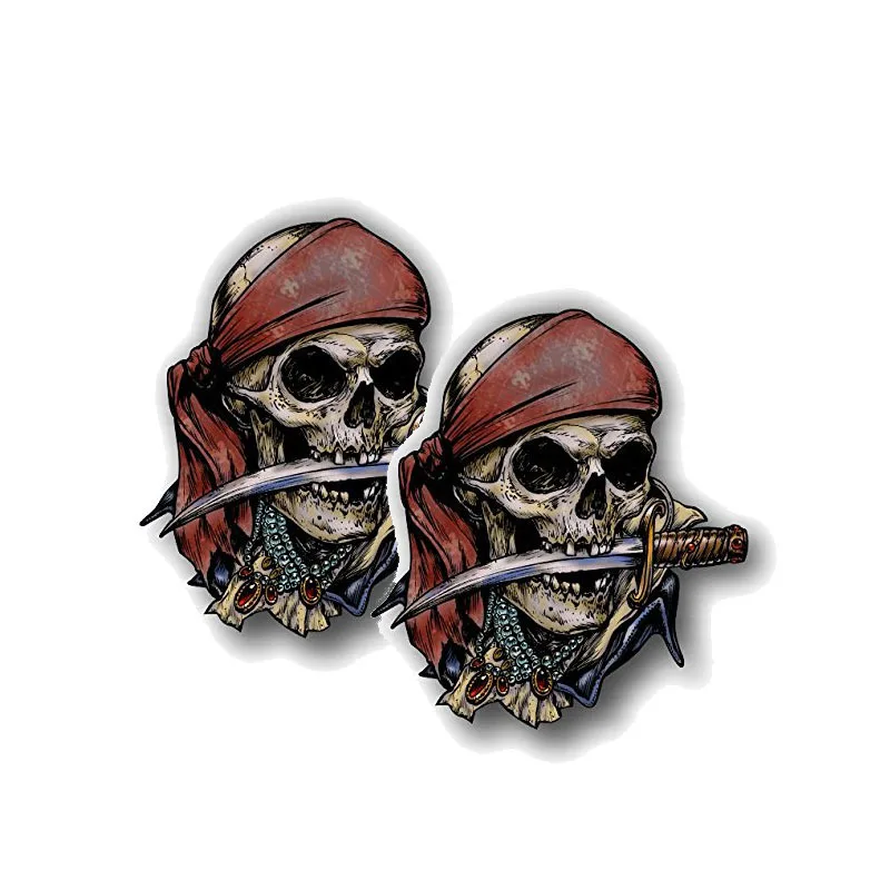 

2X 10CM*9CM Creative Pirate Skull Car Sticker Custom Motorcycle Decal PVC applique