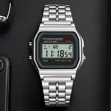 Sport LED elektroniczne zegarki męskie stop wielofunkcyjny klasyczne kwadratowe cyfrowe zegarki na rękę tanie i dobre opinie ONEVAN NONE CN (pochodzenie) 25cm bez wodoodporności Cyfrowy Sprzączka Plac 25mm 10mm Szkło podświetlenie Wyświetlacz LED