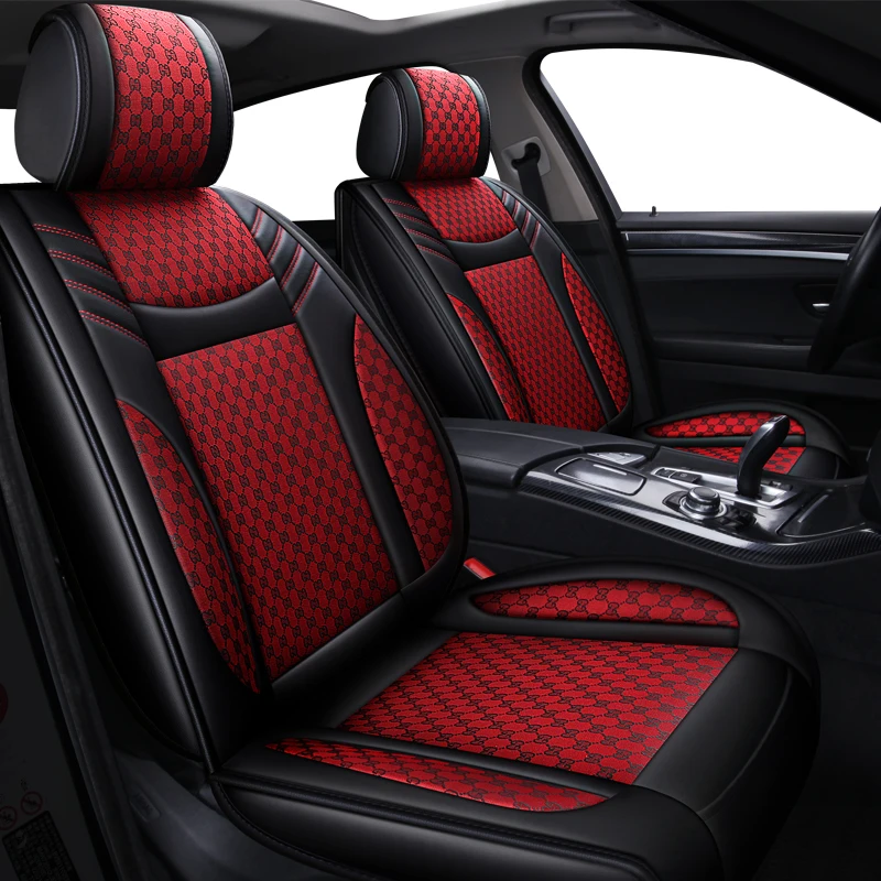 

Universal Leather+Flax Car Seat Covers Full Set Cushion Protector Accessories for Audi A3 8P 8V Sportback 8L A4 A5 A6