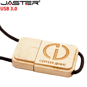 

JASTER USB 3.0 wooden USB flash drive with rope pendrive 4GB 8GB 16GB 32GB 64GB customer LOGO memory stick LOGO customer gift