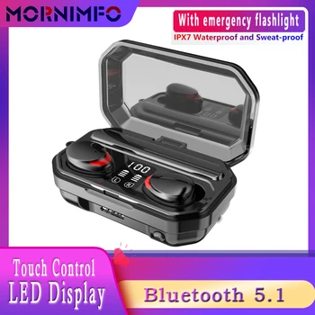 

TWS Wireless Headset Bluetooth 5.1 Waterproof Sports Earphones Noise-canceling LED Display Touch Control Mini in-ear Earphone