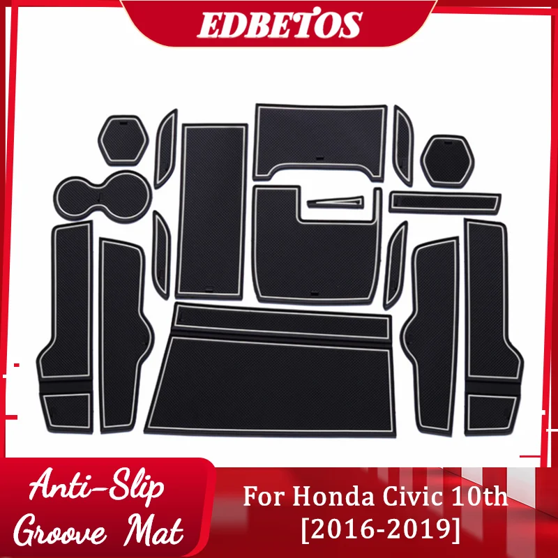 For Honda Civic 10 10th Gen FC FC1 FC2 FC5 Accessories 2016-2019 Interior Cup Holder Inserts,Center Console Liner Mats