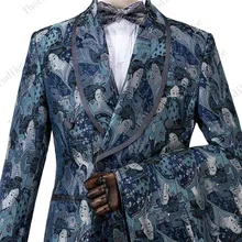 Oude schoonheid Patroon hoge kwaliteit suits Nieuwe Merk mannelijke Formele slijtage Trouwjurk Business casual kleding jassen + Vest + broek