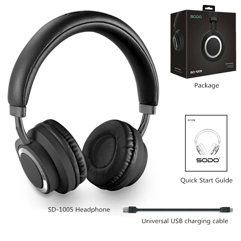 Bluetooth наушники на ухо SODO беспроводные наушники Bluetooth 5,0 Hi-Fi стерео гарнитура с микрофоном Поддержка TF карты fm-радио