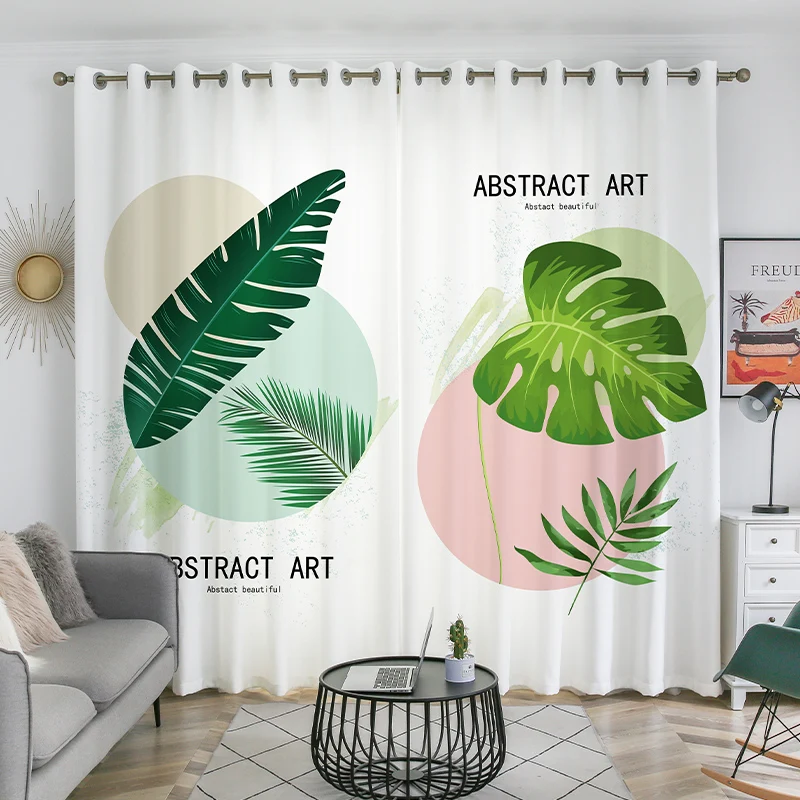 

Good Quality Plant Illustration 3d Printing Fancy Window Curtains For The Living Room Ready Made