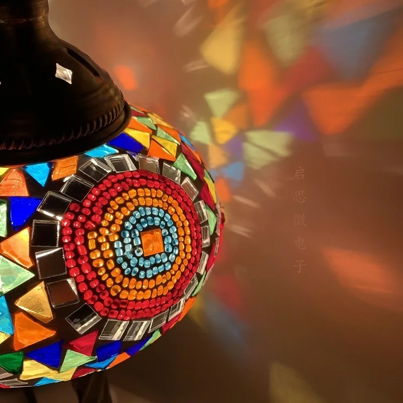 mesa mosaico vidro romântico cama luz lamparas con