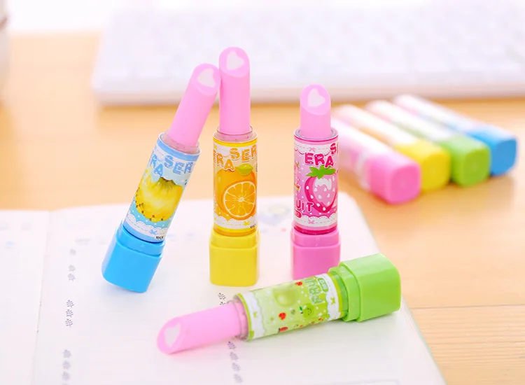 12 Pcs Cute Lipstick Pencil Erasers Novelty Lipstick Style Rubbers Bowknot Eraser for Kids Girls Students Gift AUEAR